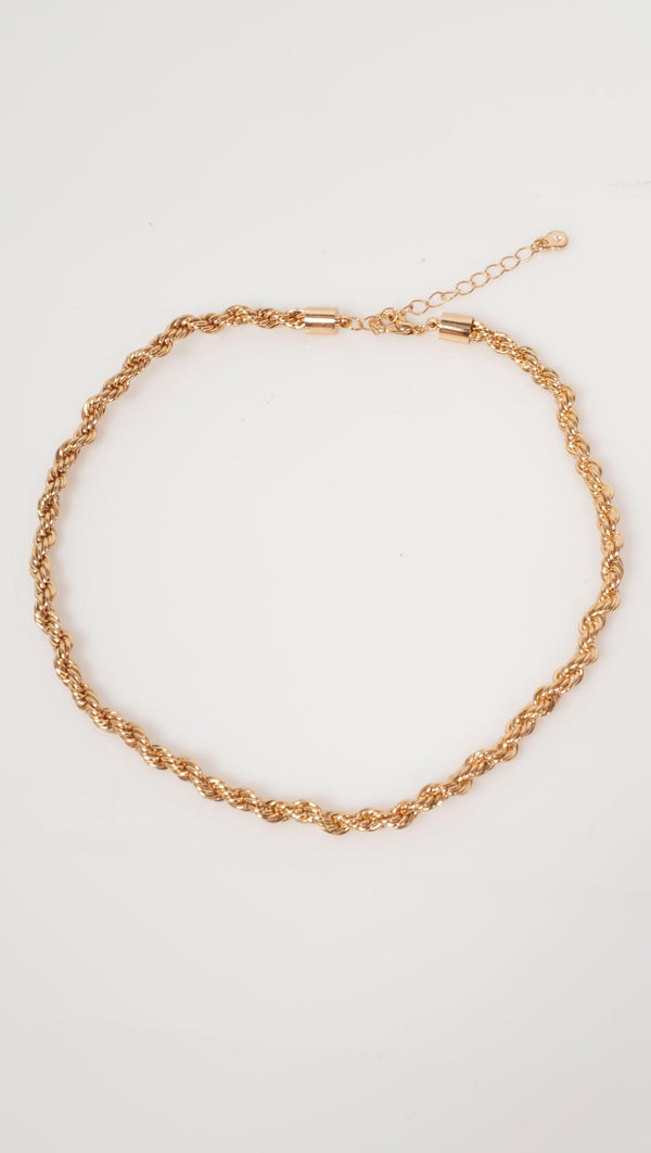 Vintage Braided Chain Layering Necklace - Gold