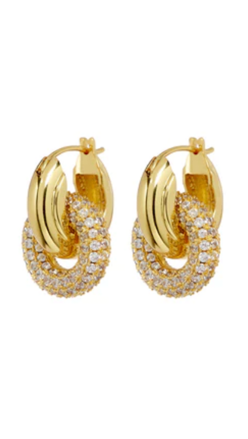 The Pave Interlock Hoops - Gold
