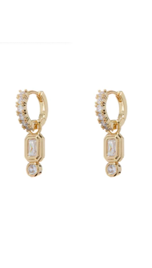 Pyramid Bezel Huggies - Gold