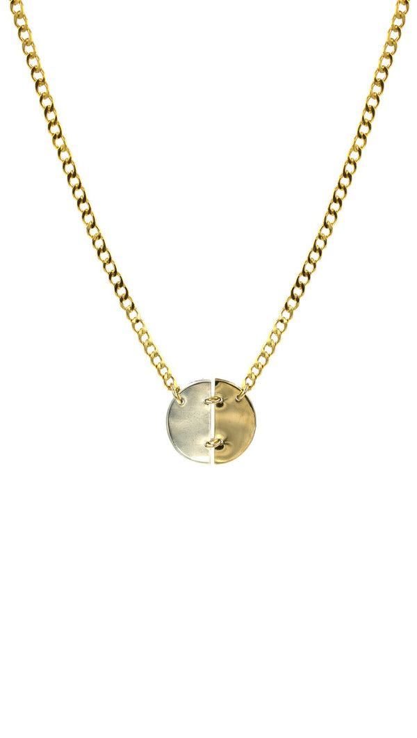 silver gold dual circle choker