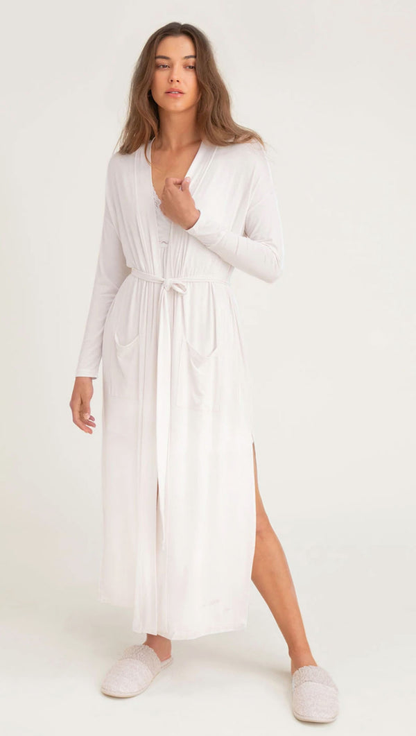 white robe barefoot dreams