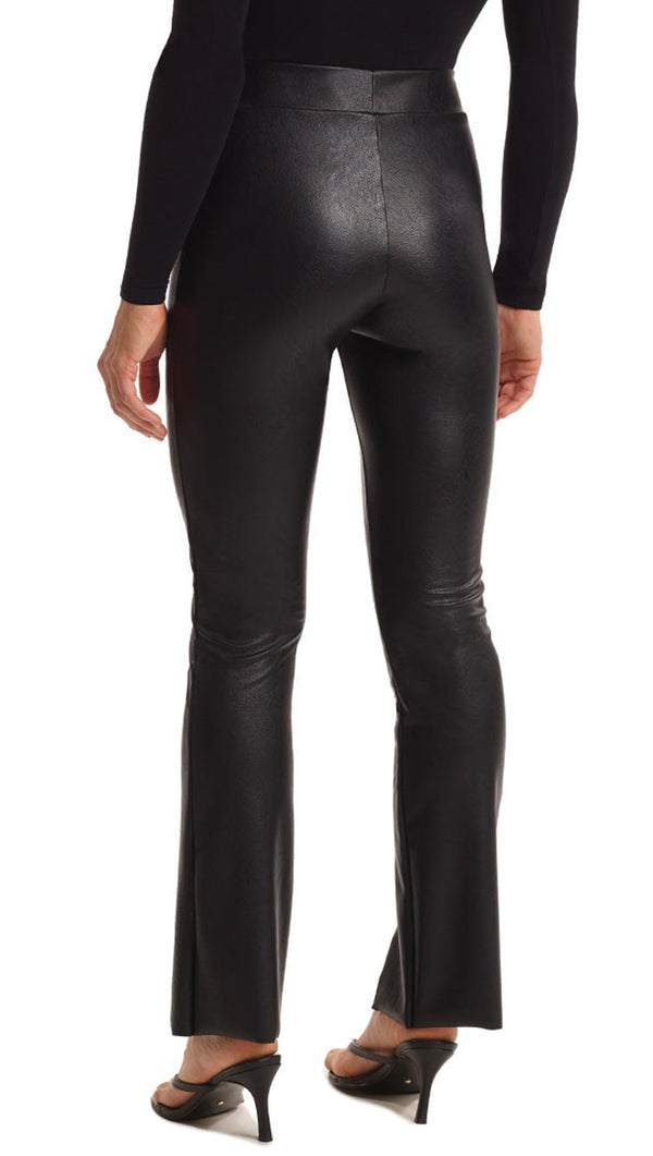 Faux Leather Split Front Pant - Black
